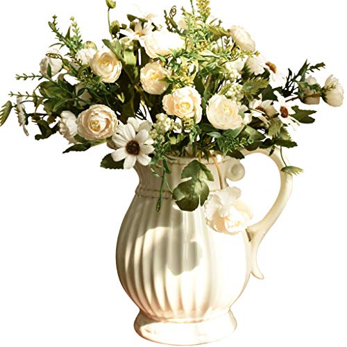 SCLHouiX Dekor Künstliche Blumen mit Vase, Moderne, kreative künstliche Blumen mit Keramikvase für Zuhause, Hochzeit, Restaurant und Büro, Dekorationsarrangement, Kunstblumenarrangements, Ornamente von SCLHouiX