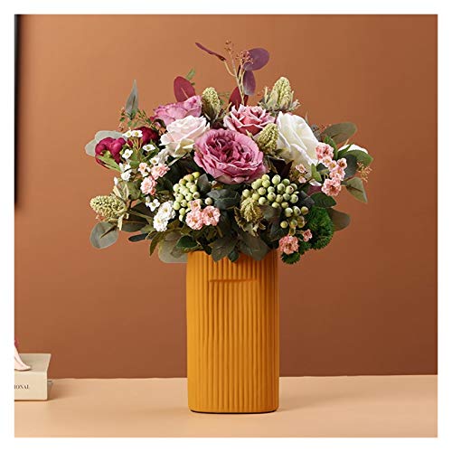 SCLHouiX Dekor Künstliche Blumen mit Vase, Retro-Kunstblumen, hochwertige Simulationssträuße, getrocknete Blumenarrangements aus Kunststoff, leichte, luxuriöse dekorative Blumeneinrichtungen, von SCLHouiX