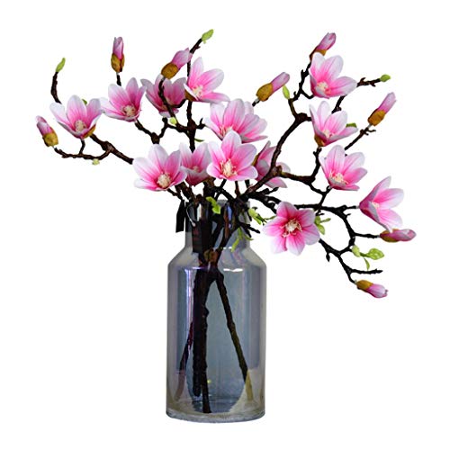 SCLHouiX Dekor Künstliche Blumen mit Vase Künstliche Blumen mit Glasvase, Seiden-Magnolien-Blumenarrangement als Tischdekoration, Heim-Hochzeitsdekoration, Kunstblumenarrangements, Ornamente von SCLHouiX