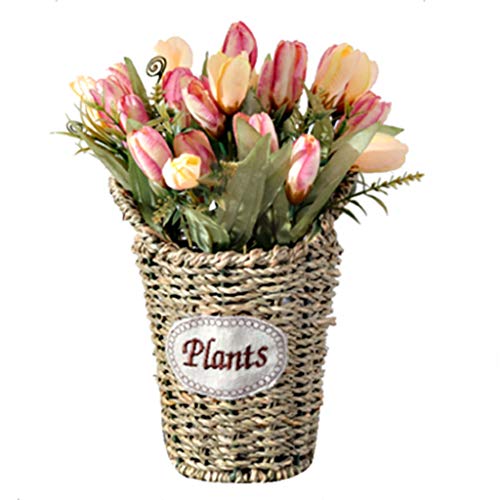 SCLHouiX Dekor Künstliche Blumen mit Vase Künstliches Blumenset (Blume + Vase) Gefälschte Tulpenblumen Künstliche Pflanze im Topf Zuhause Hochzeitsdekoration Dekorative Blumen für den Tisch von SCLHouiX