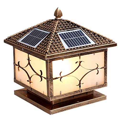 SCLHouiX Einzigartige kreative Haus Design Säulenlampe Aluminium Druckguss Bronze Glas wasserdichte Säulenleuchte Mode Solar Pfostenmast Lampe Amerika Hof Villa Tor Weg Straße Landschaft von SCLHouiX