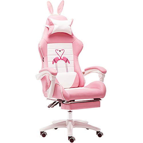 SCLHouiX Gaming-Stuhl, verstellbare Rennstühle mit hoher Rückenlehne, ergonomischer Büro-Computer-Schreibtischstuhl im Kawaii-Stil mit Hasenohren und Kopfstütze, Geburtstagsgeschenk für von SCLHouiX