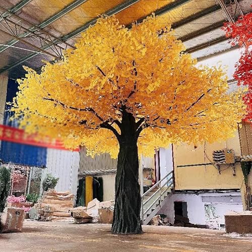 SCLHouiX Großer Pflanzenbaum, künstlicher Ahornbaum, Simulation eines Ahornbaums, geschmiedete Seidenblätter, gelbe Dekoration für drinnen und draußen, Party, Restaurant, Einkaufszentrum (5 x 4 m) von SCLHouiX