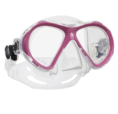 Scubapro Spectra Mini-Tauchmaske mit ultraklarer Doppelscheibe und EZ Equalize Nasentasche für kleine Taucher, transparent/rosa Scubapro Spectra Mini-Tauchmaske mit ultraklarer Doppelscheibe und EZ Equalize Nasentasche für kleine Taucher, transparent/rosa von SCUBAPRO