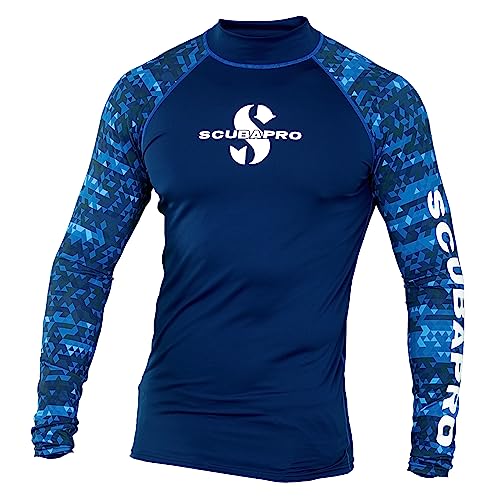 Scubapro LSF 50 Rash Guard Herren Langarm Tauchshirt für Tauchen und Wassersport, Pull-on Polyester Exposure Protection Layer, L, Blau von SCUBAPRO