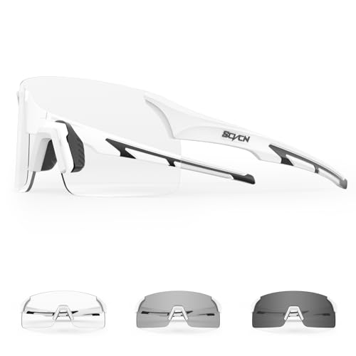 SCVCN Fahrradbrille Selbsttönend für Damen Herren, Photochrome Radsportbrille Sonnenbrille mit UV400 Schutz Randlose Transprante Gläser für Outdoorsports SCVCN Fahrradbrille Selbsttönend für Damen Herren, Photochrome Radsportbrille Sonnenbrille mit UV400 Schutz Randlose Transprante Gläser für Outdoorsports von SCVCN