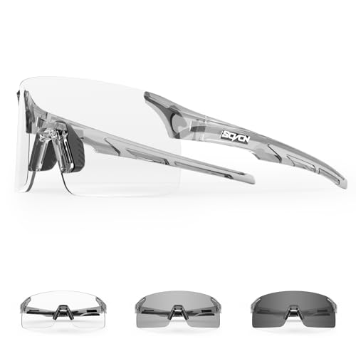 SCVCN Fahrradbrille Selbsttönend für Damen Herren, Photochrome Radsportbrille Sonnenbrille mit UV400 Schutz Randlose Transprante Gläser für Outdoorsports SCVCN Fahrradbrille Selbsttönend für Damen Herren, Photochrome Radsportbrille Sonnenbrille mit UV400 Schutz Randlose Transprante Gläser für Outdoorsports von SCVCN