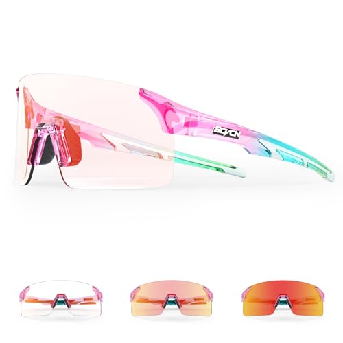 SCVCN Fahrradbrille Selbsttönend für Damen Herren, Photochrome Radsportbrille Sonnenbrille mit UV400 Schutz Randlose Transprante Gläser für Outdoorsports SCVCN Fahrradbrille Selbsttönend für Damen Herren, Photochrome Radsportbrille Sonnenbrille mit UV400 Schutz Randlose Transprante Gläser für Outdoorsports von SCVCN