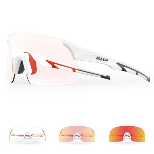 SCVCN Fahrradbrille Selbsttönend für Damen Herren, Photochrome Radsportbrille Sonnenbrille mit UV400 Schutz Randlose Transprante Gläser für Outdoorsports SCVCN Fahrradbrille Selbsttönend für Damen Herren, Photochrome Radsportbrille Sonnenbrille mit UV400 Schutz Randlose Transprante Gläser für Outdoorsports von SCVCN