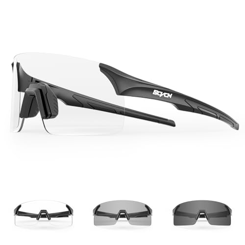 SCVCN Fahrradbrille Selbsttönend für Damen Herren, Photochrome Radsportbrille Sonnenbrille mit UV400 Schutz Randlose Transprante Gläser für Outdoorsports SCVCN Fahrradbrille Selbsttönend für Damen Herren, Photochrome Radsportbrille Sonnenbrille mit UV400 Schutz Randlose Transprante Gläser für Outdoorsports von SCVCN