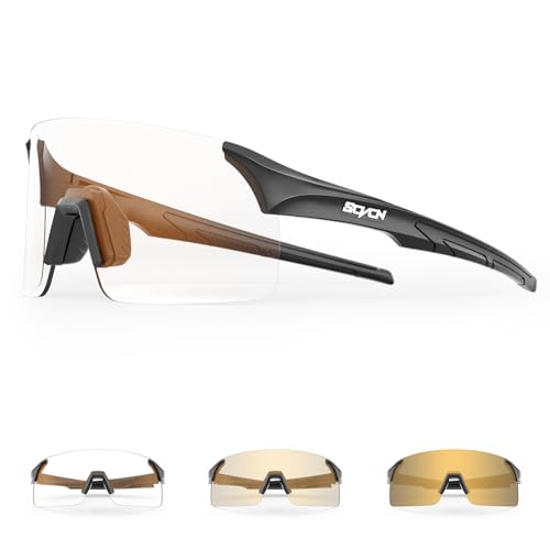SCVCN Fahrradbrille Selbsttönend für Damen Herren, Photochrome Radsportbrille Sonnenbrille mit UV400 Schutz Randlose Transprante Gläser für Outdoorsports SCVCN Fahrradbrille Selbsttönend für Damen Herren, Photochrome Radsportbrille Sonnenbrille mit UV400 Schutz Randlose Transprante Gläser für Outdoorsports von SCVCN