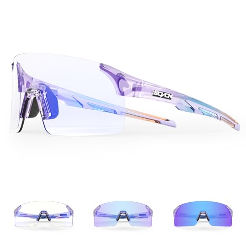 SCVCN Fahrradbrille Selbsttönend für Damen Herren, Photochrome Radsportbrille Sonnenbrille mit UV400 Schutz Randlose Transprante Gläser für Outdoorsports SCVCN Fahrradbrille Selbsttönend für Damen Herren, Photochrome Radsportbrille Sonnenbrille mit UV400 Schutz Randlose Transprante Gläser für Outdoorsports von SCVCN