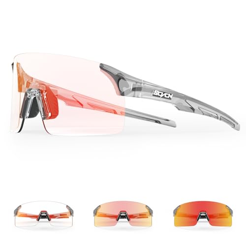 SCVCN Fahrradbrille Selbsttönend für Damen Herren, Photochrome Radsportbrille Sonnenbrille mit UV400 Schutz Randlose Transprante Gläser für Outdoorsports SCVCN Fahrradbrille Selbsttönend für Damen Herren, Photochrome Radsportbrille Sonnenbrille mit UV400 Schutz Randlose Transprante Gläser für Outdoorsports von SCVCN
