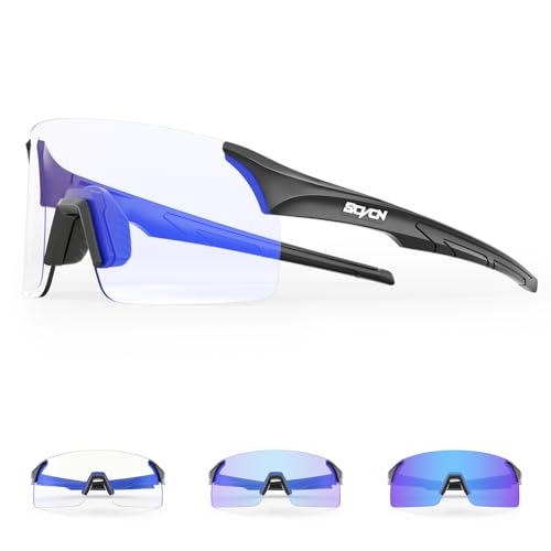 SCVCN Fahrradbrille Selbsttönend für Damen Herren, Photochrome Radsportbrille Sonnenbrille mit UV400 Schutz Randlose Transprante Gläser für Outdoorsports SCVCN Fahrradbrille Selbsttönend für Damen Herren, Photochrome Radsportbrille Sonnenbrille mit UV400 Schutz Randlose Transprante Gläser für Outdoorsports von SCVCN