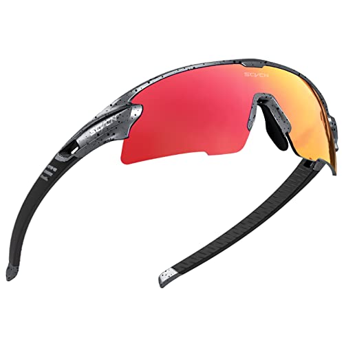 SCVCN Radfahrerbrille Polarisierte Sport Sonnenbrille mit 3 Austauschbaren Gläsern für Männer Frauen Laufen Golf Wandern Volleyball Tennis Autofahren Angeln Softball Bergsteigen 50 von SCVCN