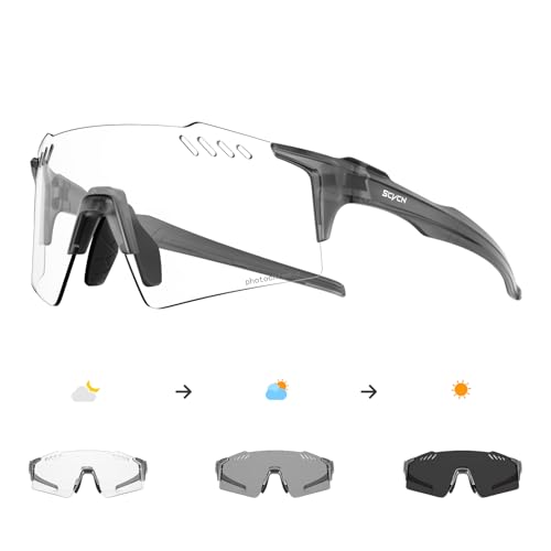 SCVCN Selbsttönend Photochromatische Fahrradbrille Herren Damen Sportsonnenbrille Klar Radsport Radfahren MTB Laufen Radbrille Volleyball Tennis Autofahren Angeln Softball Bergsteigen Golf 06 Grau SCVCN Selbsttönend Photochromatische Fahrradbrille Herren Damen Sportsonnenbrille Klar Radsport Radfahren MTB Laufen Radbrille Volleyball Tennis Autofahren Angeln Softball Bergsteigen Golf 06 Grau von SCVCN