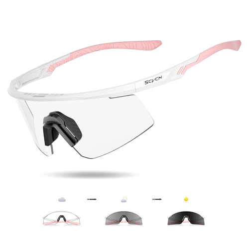 SCVCN selbsttönende fahrradbrille, UV400-Schutz TR90-Rahmen, transparent Sport-Sonnenbrille für Damen und Herren zum Radfahren, Laufen, Baseball, mtb, Mountainbike und andere Outdoor-Sportarten 04 von SCVCN