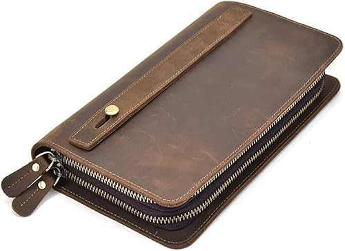 SCWZZWSY 1 x Retro-Herren-Clutch, große Kapazität, Handgeldbörse, Business-Mode, Herren-Geldbörse, braun, 22 x 13 x 4 cm, braun von SCWZZWSY