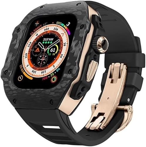 SCWZZWSY Kohlefasergehäuse und Kautschukarmband, für Ultra 49 mm Fluorkautschukband, für Iwatch-Serie 8, 7, 6, 5, 4 SE 45 mm, 44 mm, Upgrade und Modifikation von SCWZZWSY