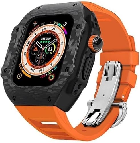 SCWZZWSY Kohlefasergehäuse und Kautschukarmband, für Ultra 49 mm Fluorkautschukband, für Iwatch-Serie 8, 7, 6, 5, 4 SE 45 mm, 44 mm, Upgrade und Modifikation von SCWZZWSY