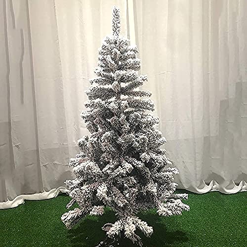 Weihnachtsbaum, künstliche Bäume, Dekoration, Simulation, aufklappbar, schneebedeckter künstlicher Weihnachtsbaum, weiß beflockter Weihnachtsbaum mit stabilem Metallständer (Farbe: A; Größe: 7 Fuß von SCWZZWSY