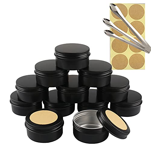 Reisedosen for Toilettenartikel, Kosmetikbehälter for unterwegs, 10 Stück, 5 ml, Leere, runde Aluminiumdosen mit Schraubdeckel, Kosmetikbehälter for Lippenbalsam(Black,80ml) von SDAAD