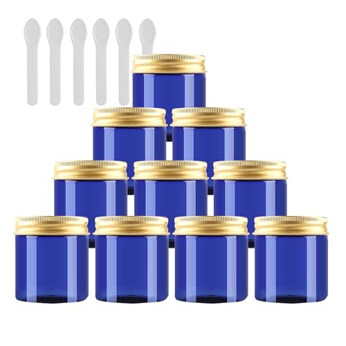 Reisedosen for Toilettenartikel, Kosmetikbehälter for unterwegs, 12 Stück Leere grüne Kosmetikdosen aus Kunststoff 80 g mit goldenem Schraubdeckel, Kleiner Topf for Kosmetik(Blue,80ml) von SDAAD