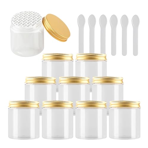 Reisedosen for Toilettenartikel, Kosmetikbehälter for unterwegs, 24 Stück, leer, 50 g, braune Kosmetikdosen aus Kunststoff mit schwarzem Schraubdeckel, kleiner Topf for Kosmetik(Transparent/Gold,250 m von SDAAD