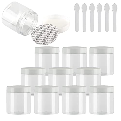 Reisedosen for Toilettenartikel, Kosmetikbehälter for unterwegs, 24 Stück, leer, 50 ml, transparente Kosmetikdosen aus Kunststoff mit weißem Schraubdeckel, 50 g, Kleiner Tiegel(Transparent,200ml) von SDAAD