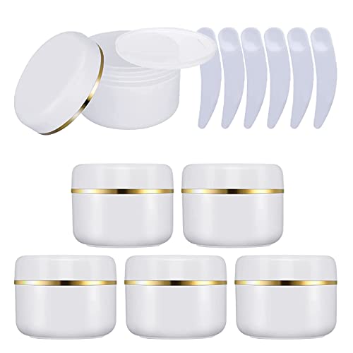 Reisedosen for Toilettenartikel, Kosmetikdosen for unterwegs, 6er-Pack, 150 ml weiße Kosmetikdosen aus Kunststoff mit Goldrand, 150 g Behälter for Salben(White/Gold,20ml) von SDAAD