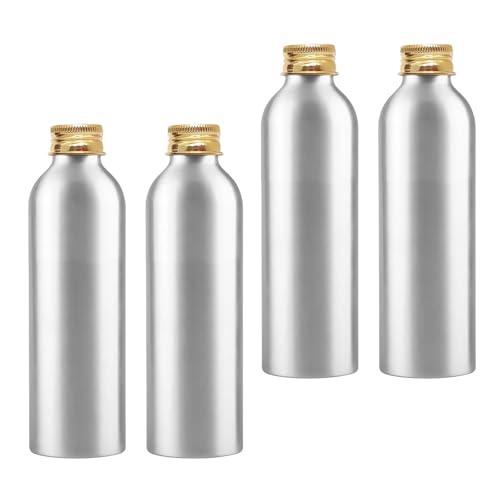 Reisegläser for Toilettenartikel, kosmetische Reisebehälter, 4 Stück Leere 250-ml-Aluminiumflaschen in Silber mit silbernem Aluminium-Schraubverschluss, Metallflaschen(Gold,200ml) von SDAAD