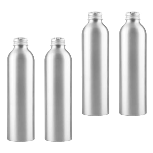 Reisegläser for Toilettenartikel, kosmetische Reisebehälter, 4 Stück Leere 250-ml-Aluminiumflaschen in Silber mit silbernem Aluminium-Schraubverschluss, Metallflaschen(Silver,250ml) von SDAAD