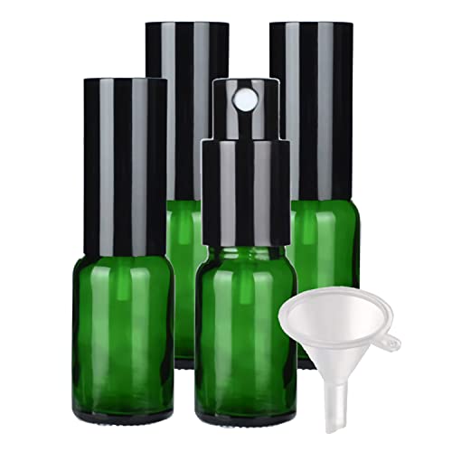 Reisegläser for Toilettenartikel, kosmetische Reisebehälter, 4 Stück Leere 30-ml-Sprühflaschen aus schwarzem Glas, Sprühflaschen mit feinem Nebel und schwarzem Zerstäuber(Green,15ml) von SDAAD