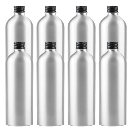 Reisegläser for Toilettenartikel, kosmetische Reisebehälter, 8 Stück Leere 50-ml-Aluminiumflaschen in Silber mit silbernem Aluminium-Schraubverschluss, Metallflaschen(Black,500ml) von SDAAD