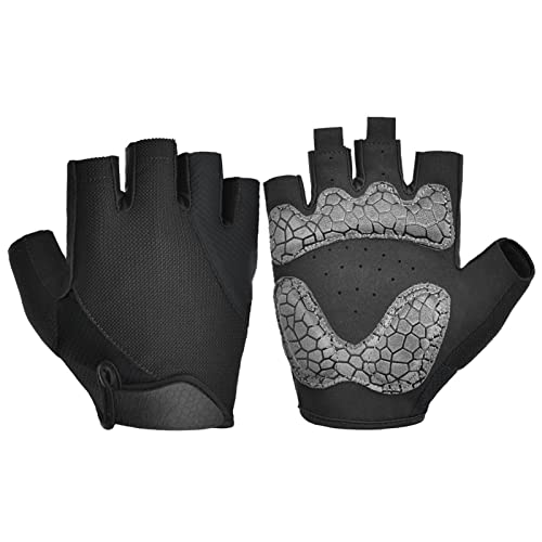 SDAAD Halbfingerhandschuhe, Sporthandschuhe, Fahrradhandschuhe, Fahrradhandschuhe, Halbfinger-Rennradhandschuhe for Männer und Frauen, atmungsaktiv, rutschfest(Black,L) von SDAAD