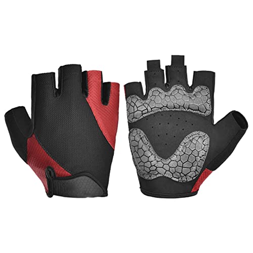 SDAAD Halbfingerhandschuhe, Sporthandschuhe, Fahrradhandschuhe, Fahrradhandschuhe, Halbfinger-Rennradhandschuhe for Männer und Frauen, atmungsaktiv, rutschfest(Red,XL) von SDAAD