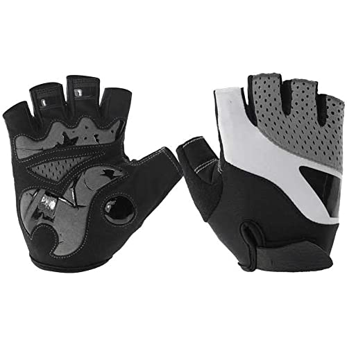 SDAAD Halbfingerhandschuhe, Sporthandschuhe, Fahrradhandschuhe, gepolsterte Halbfinger-Fahrradhandschuhe, stoßdämpfende, rutschfeste, atmungsaktive MTB-Rennradhandschuhe(Gray,M) von SDAAD