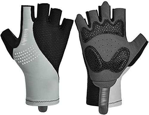 SDAAD Halbfingerhandschuhe, Sporthandschuhe, Halbfinger-Fahrradhandschuhe Halbfinger-Fahrradhandschuhe Outdoor-Rennradhandschuhe Silikon-Nähte Transfer(Gray,XL) von SDAAD