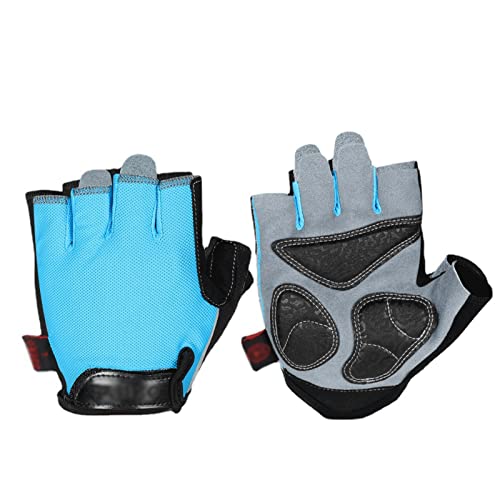 SDAAD Halbfingerhandschuhe, Sporthandschuhe, stoßfeste, atmungsaktive Halbfingerhandschuhe for Herren und Damen, Halbfingerhandschuhe, atmungsaktive Fahrradhandschuhe(Blue,L) von SDAAD