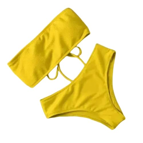 SDAFSV Bikini Damen Set 2 Pack Summer Women Bikini Bikini Set Bra Tie Seite G-String-Tanga-Strand-dreieck Anzug Badeanzug Badeanzug Schwimmanzug-gelb-m-2 Pc von SDAFSV