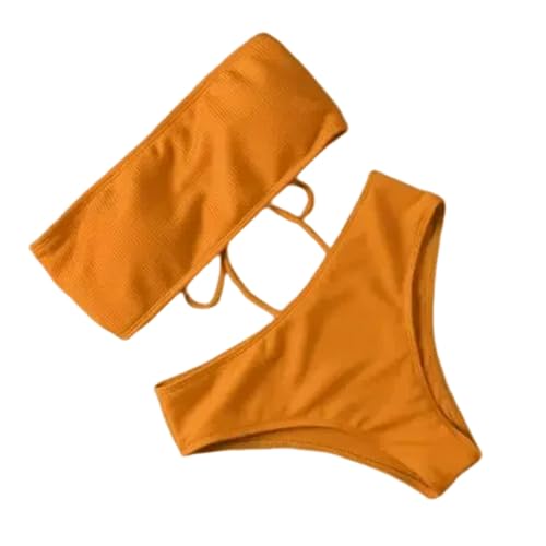 SDAFSV Bikini Damen Set 2 Pack Summer Women Bikini Bikini Set Bra Tie Seite G-String-Tanga-Strand-dreieck Anzug Badeanzug Badeanzug Schwimmanzug-orange-m-2 Pc von SDAFSV