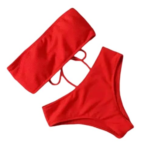 SDAFSV Bikini Damen Set 2 Pack Summer Women Bikini Bikini Set Bra Tie Seite G-String-Tanga-Strand-dreieck Anzug Badeanzug Badeanzug Schwimmanzug-rot-m-2 Pc von SDAFSV