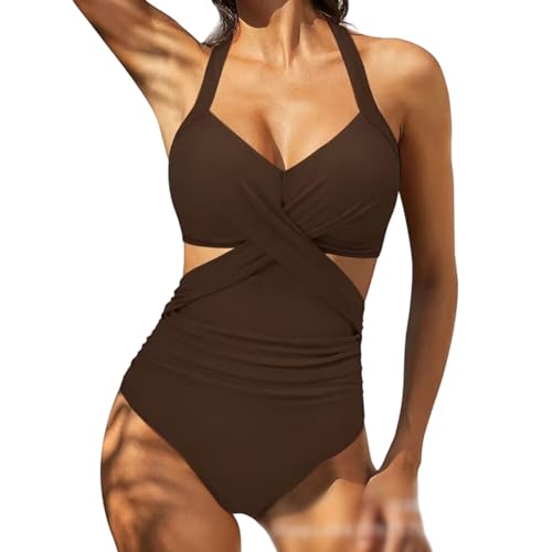 SDAFSV Bikini Damen Set Einteiliger Badeanzug Für Frauen Rückenless Schnüre Deep V Neck Bodysuits Bikini Beach Badeanzug Badebekleidung Weiblich-a-m von SDAFSV
