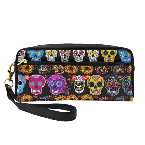 Kosmetiktasche für Damen, Motiv: Totenkopf, Reise-Make-up-Tasche für Geldbörse, tragbar, Kulturbeutel, Zubehör-Organizer, Schwarz , Einheitsgröße, Kosmetiktasche von SDEGTHO