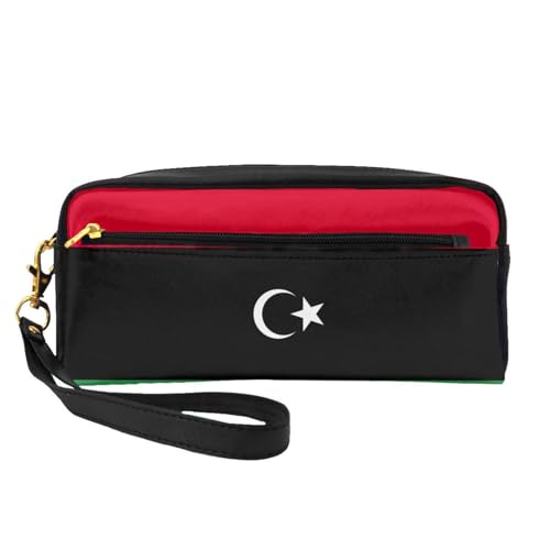 Make-up-Tasche für Damen, Motiv: libysche Flagge, Make-up-Tasche für Geldbörse, tragbar, Kulturbeutel, Zubehör-Organizer, Schwarz , Einheitsgröße, Kosmetiktasche von SDEGTHO