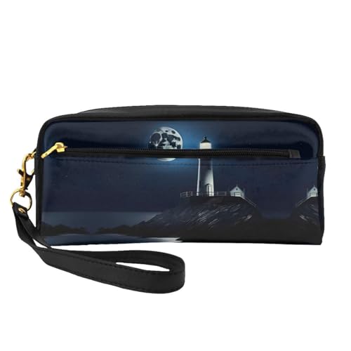 Moonlight Make-up-Tasche für Damen, Motiv: Leuchtturm, tragbar, Kulturbeutel, Zubehör-Organizer, Schwarz , Einheitsgröße, Kosmetiktasche von SDEGTHO