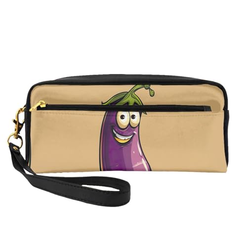 Reise-Make-up-Tasche für Damen, Cartoon-Aubergine, Make-up-Tasche für Geldbörse, tragbare Kulturbeutel, Zubehör-Organizer, Schwarz , Einheitsgröße, Kosmetiktasche von SDEGTHO