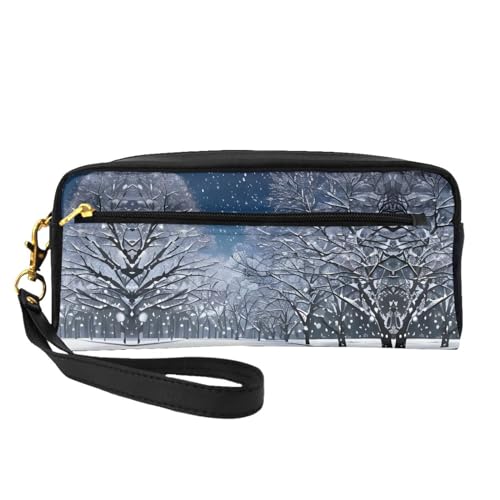 Reise-Make-up-Tasche für Damen, Motiv: Winter, Schnee im Park, tragbar, Kulturbeutel, Zubehör-Organizer, Schwarz , Einheitsgröße, Kosmetiktasche von SDEGTHO