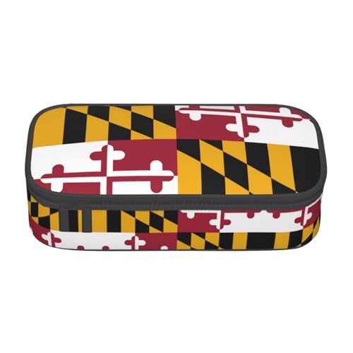 SDEGTHO Federmäppchen mit Maryland-Staatsflagge, großes Fassungsvermögen, Stiftetasche, Schreibwaren-Tasche, Stifteetui für Büro von SDEGTHO