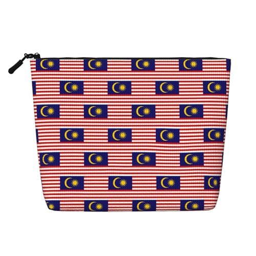 Vielseitige Reisetasche mit Malaysia-Flagge, Make-up-Tasche, großes Fassungsvermögen, Kosmetiktasche mit Reißverschluss, Kulturbeutel, Schwarz , Einheitsgröße, Kulturbeutel von SDEGTHO